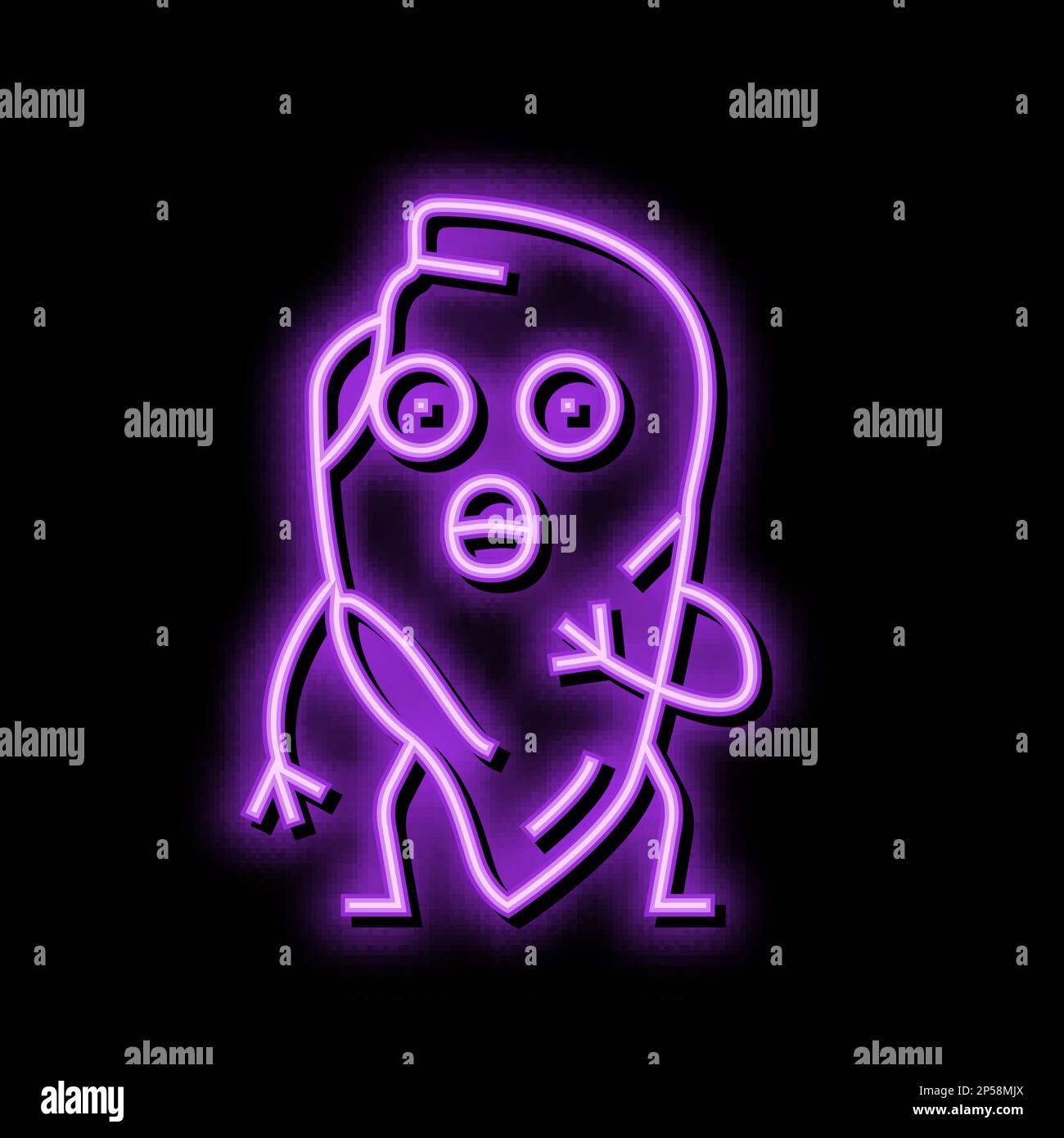 chicken meat character neon glow icon illustration Stock Vector Image ...
