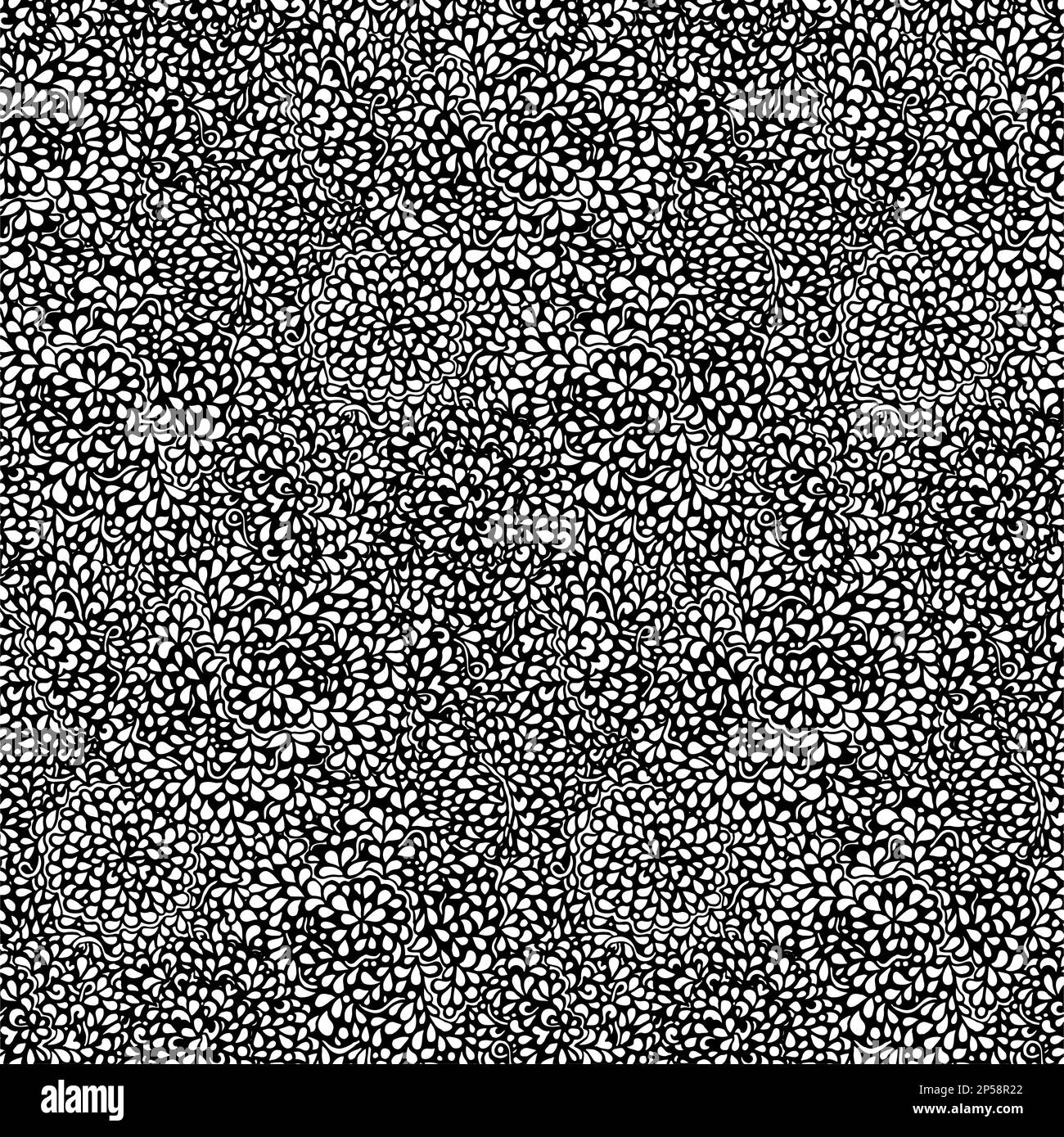 Black white monochrome doodle seamless pattern background texture ...