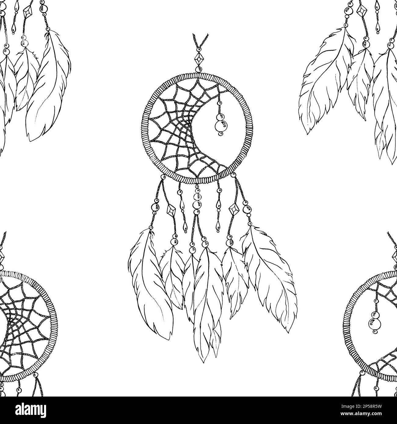 Feather Dream Catcher Blue Boho Pattern Print Women Men Pullover Hoodie