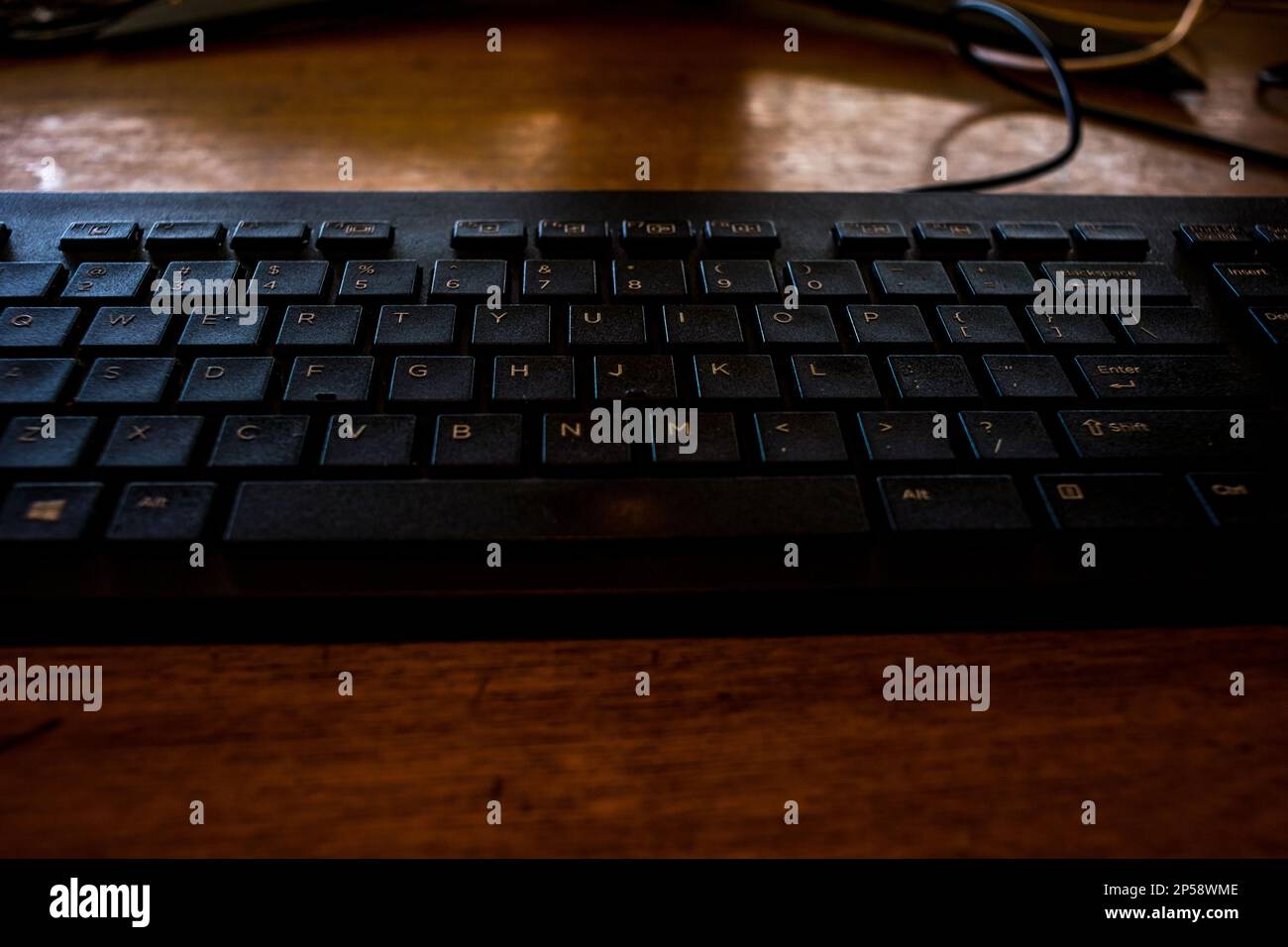 A black wired computer keyboard Stock Photo