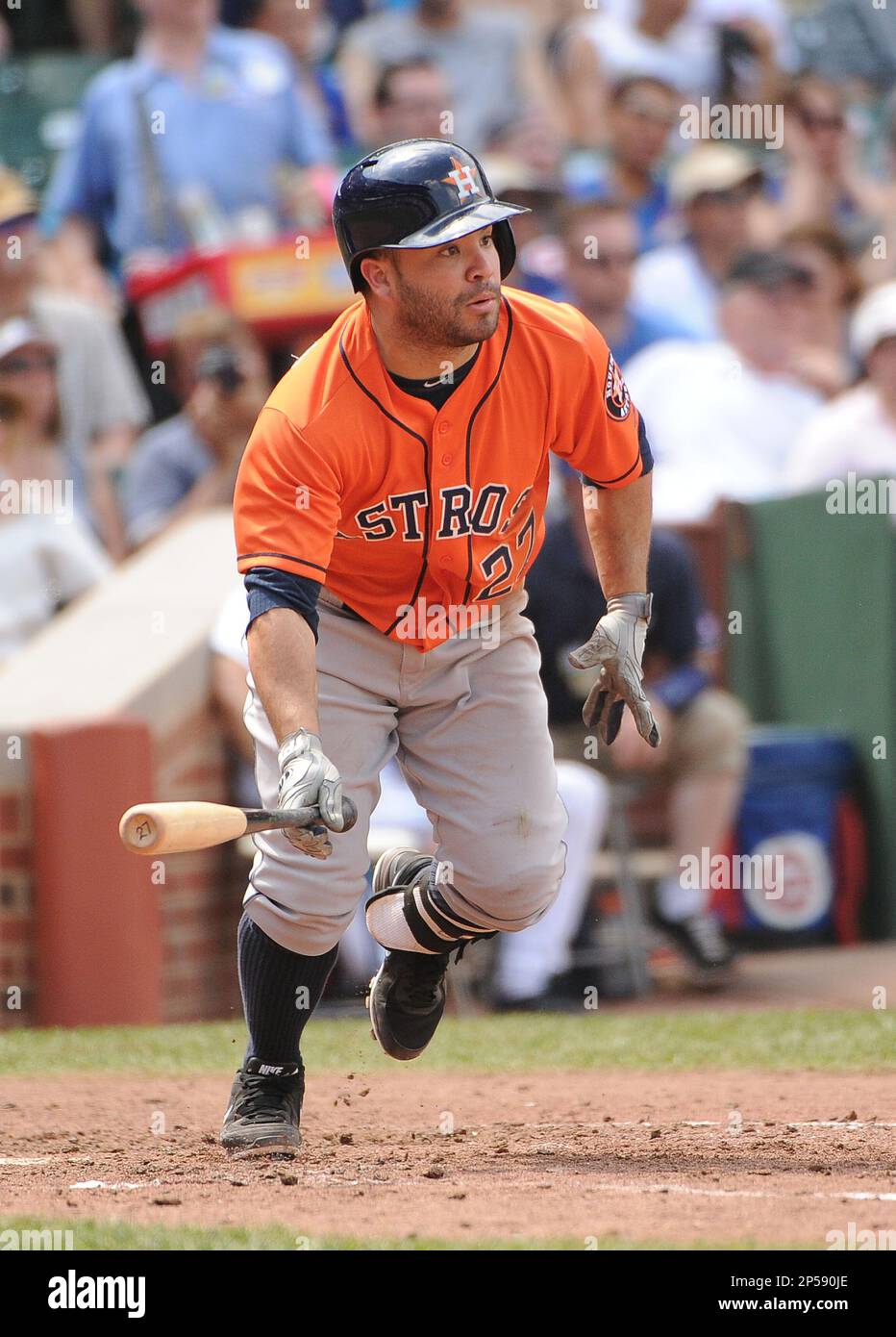 Houston Astros Jose Altuve (27) during a game against the Chicago Cubs on  June 23, 2013 at Wrigley Field in Chicago, IL. The Cubs beat the Astros  14-6.(AP Photo/David Durochik Stock Photo - Alamy
