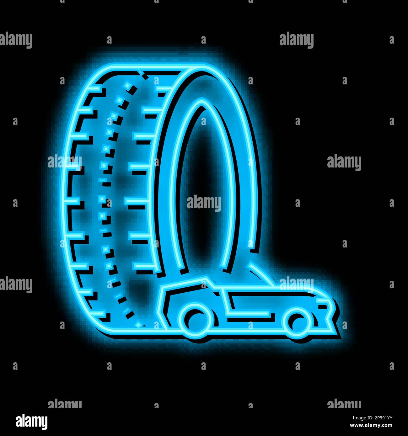 high performance tires neon glow icon illustration Stock Vector