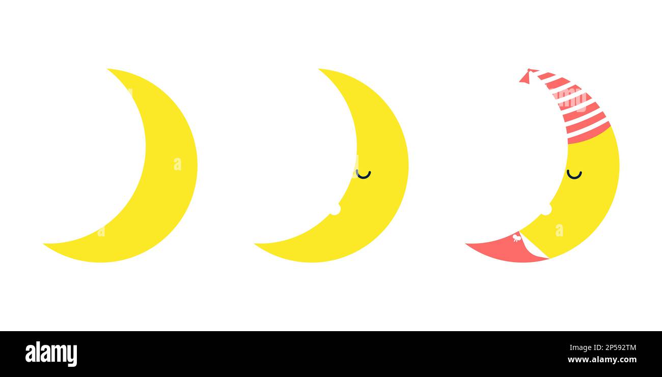 set of sleeping moon icons on white background. Vector illustration
