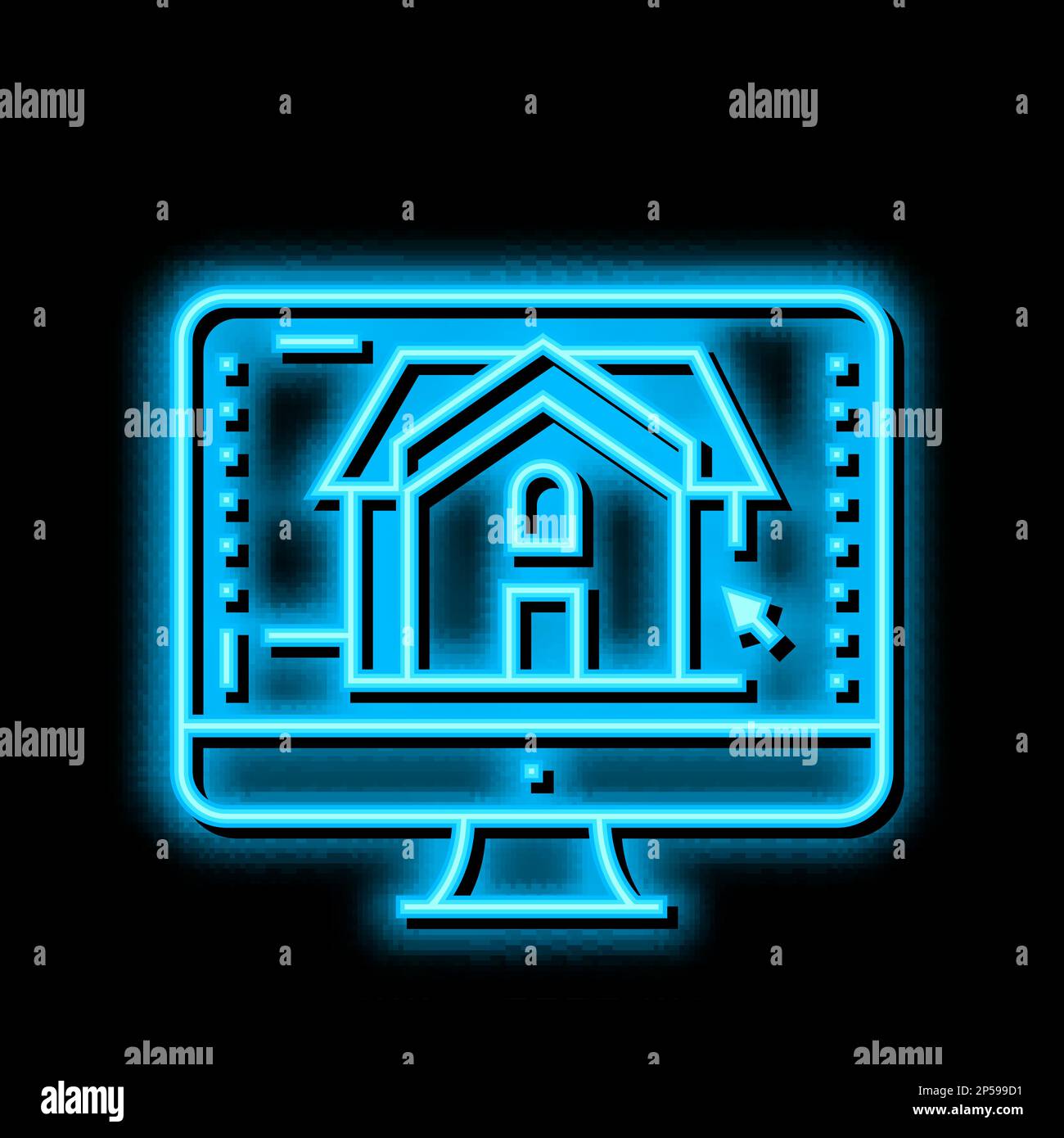 3d architecture visualization neon glow icon illustration Stock Vector ...