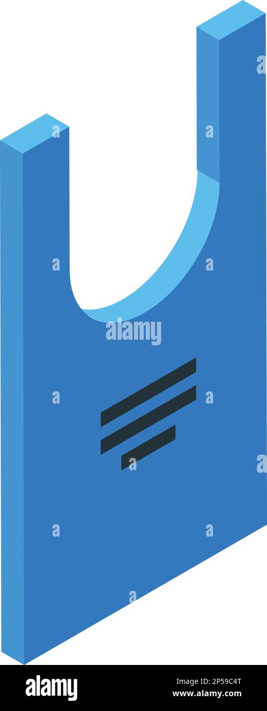 Blue eco bag icon isometric vector. Fabric handle. Cloth blank Stock Vector