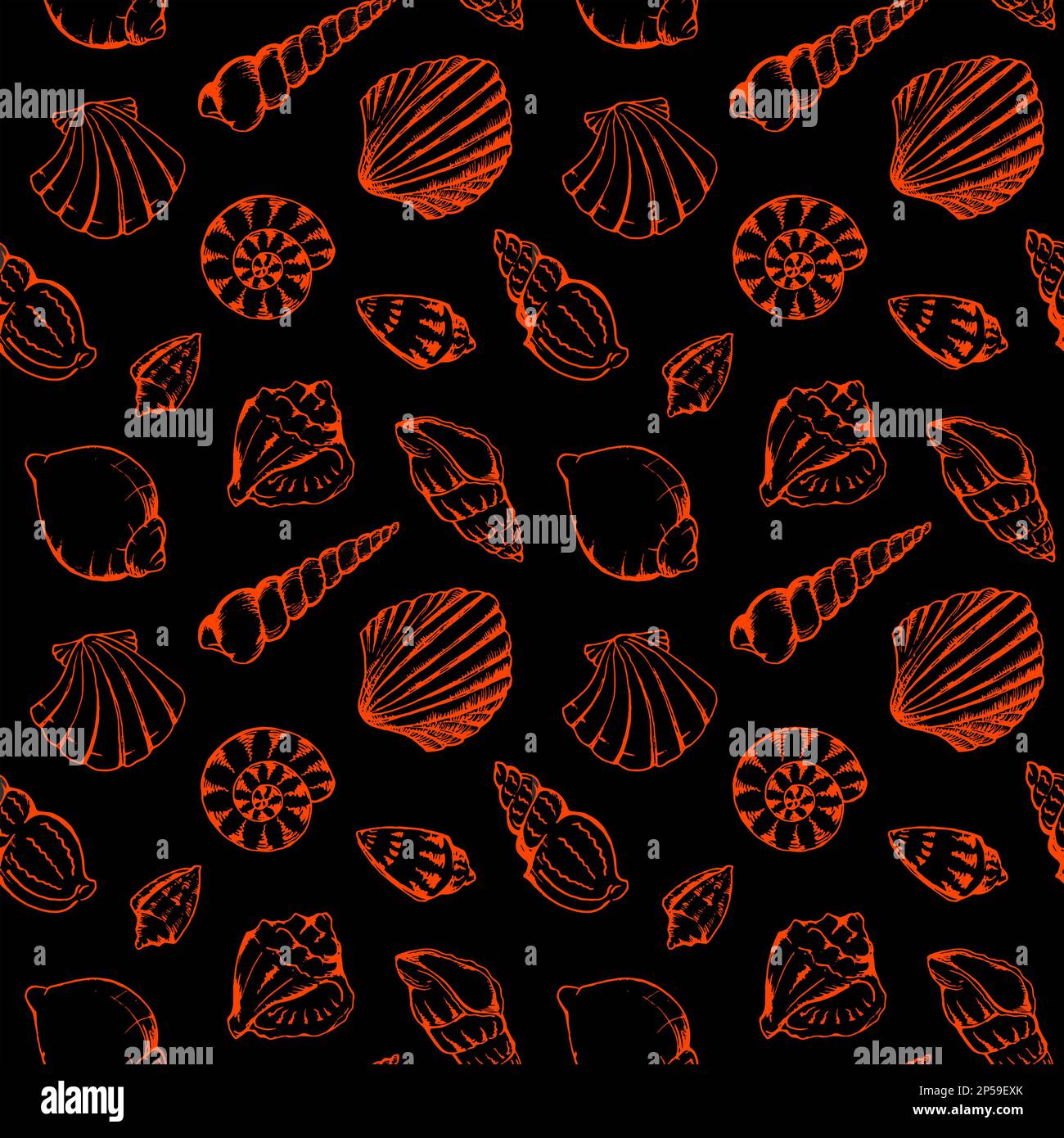Monochrome sea shells seamless pattern texture background Stock Photo ...