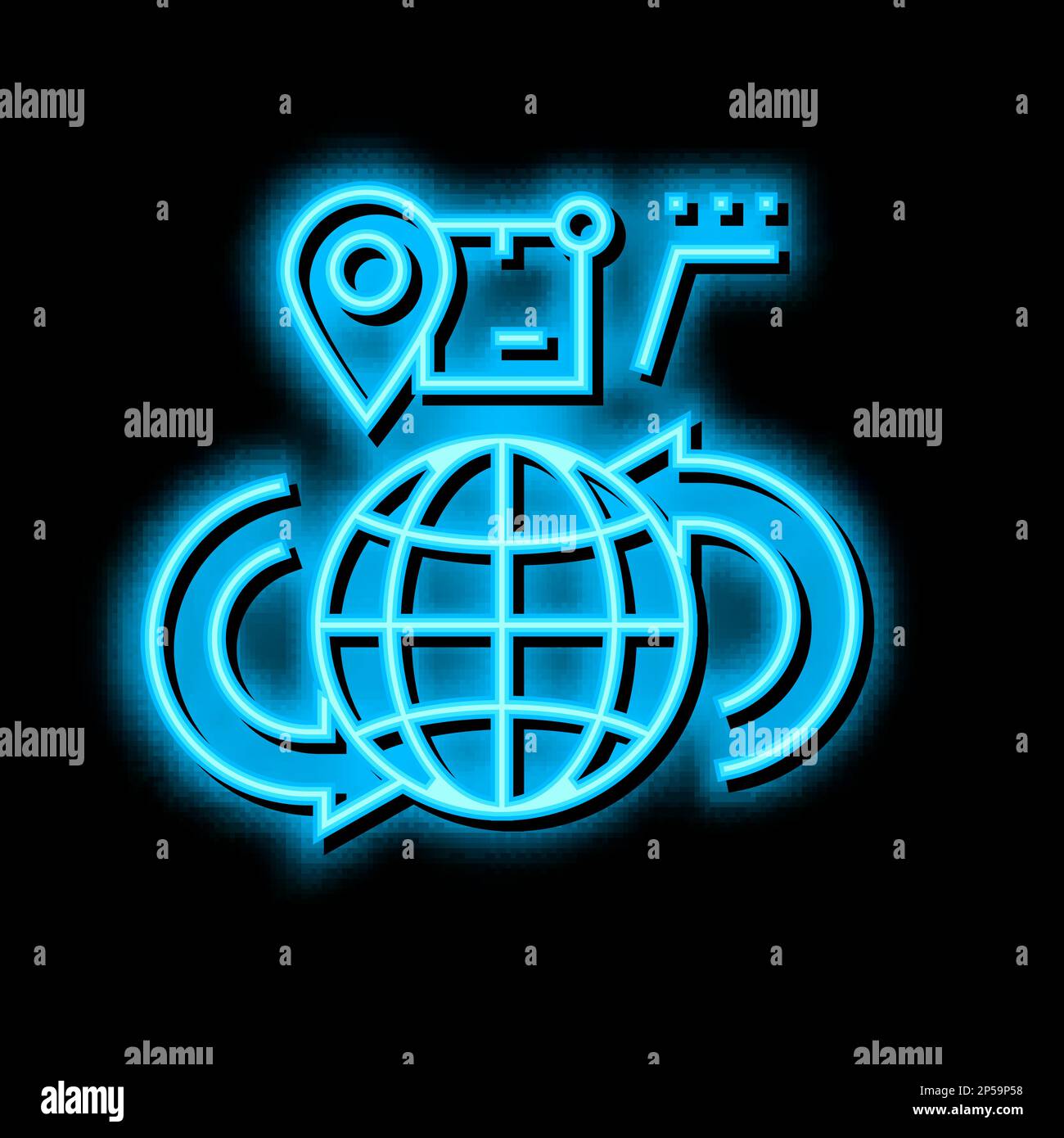 global shipment tracking neon glow icon illustration Stock Vector Image ...