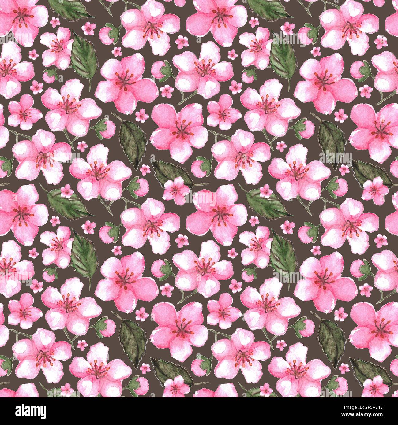 Watercolor pink cherry sakura seamless pattern texture background Stock ...