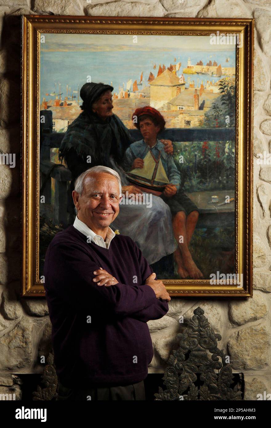 Gerald W. Haddock poses with "Son of Sea" by Stanhope Alexander Forbes