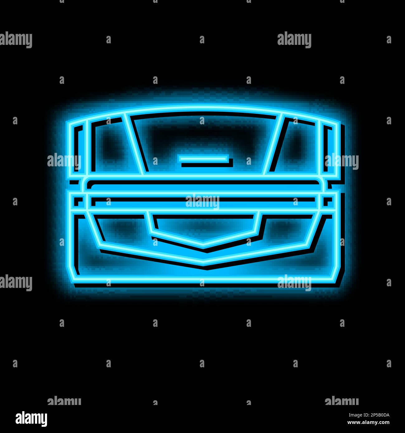 horizontal closed cabin solarium equipment neon glow icon illustration Stock Vector