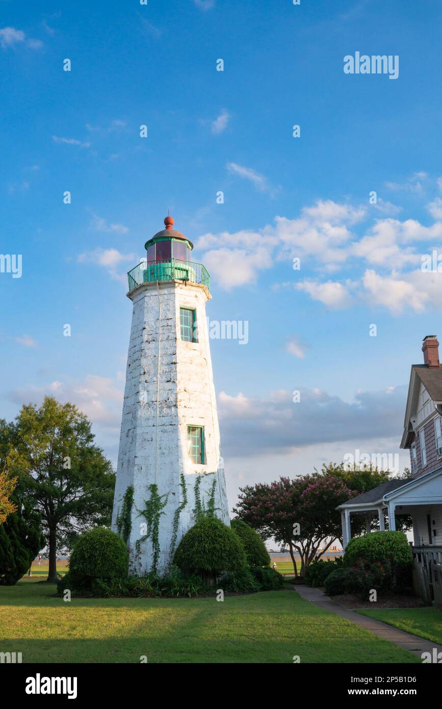 Historic Old Point Comfort Lighthouse in Hampton VA Stock Photo