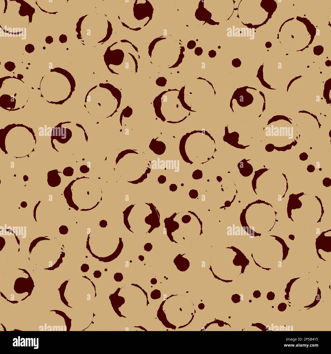 Abstract brown and beige monochrome ink circle vector seamless pattern ...