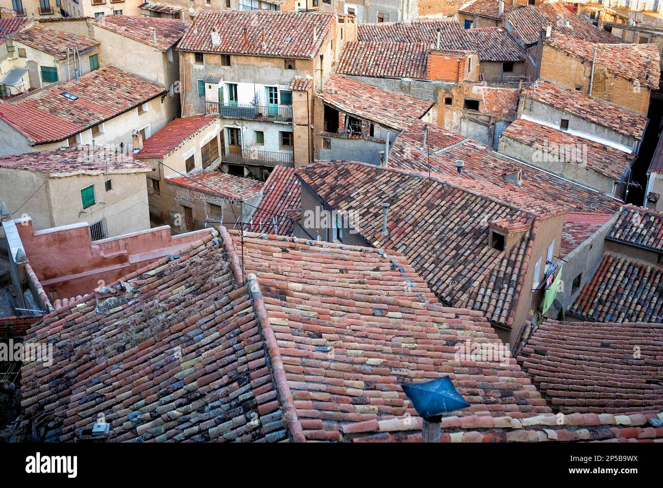 Spain, Zaragoza province,Daroca: Rooftops Stock Photo