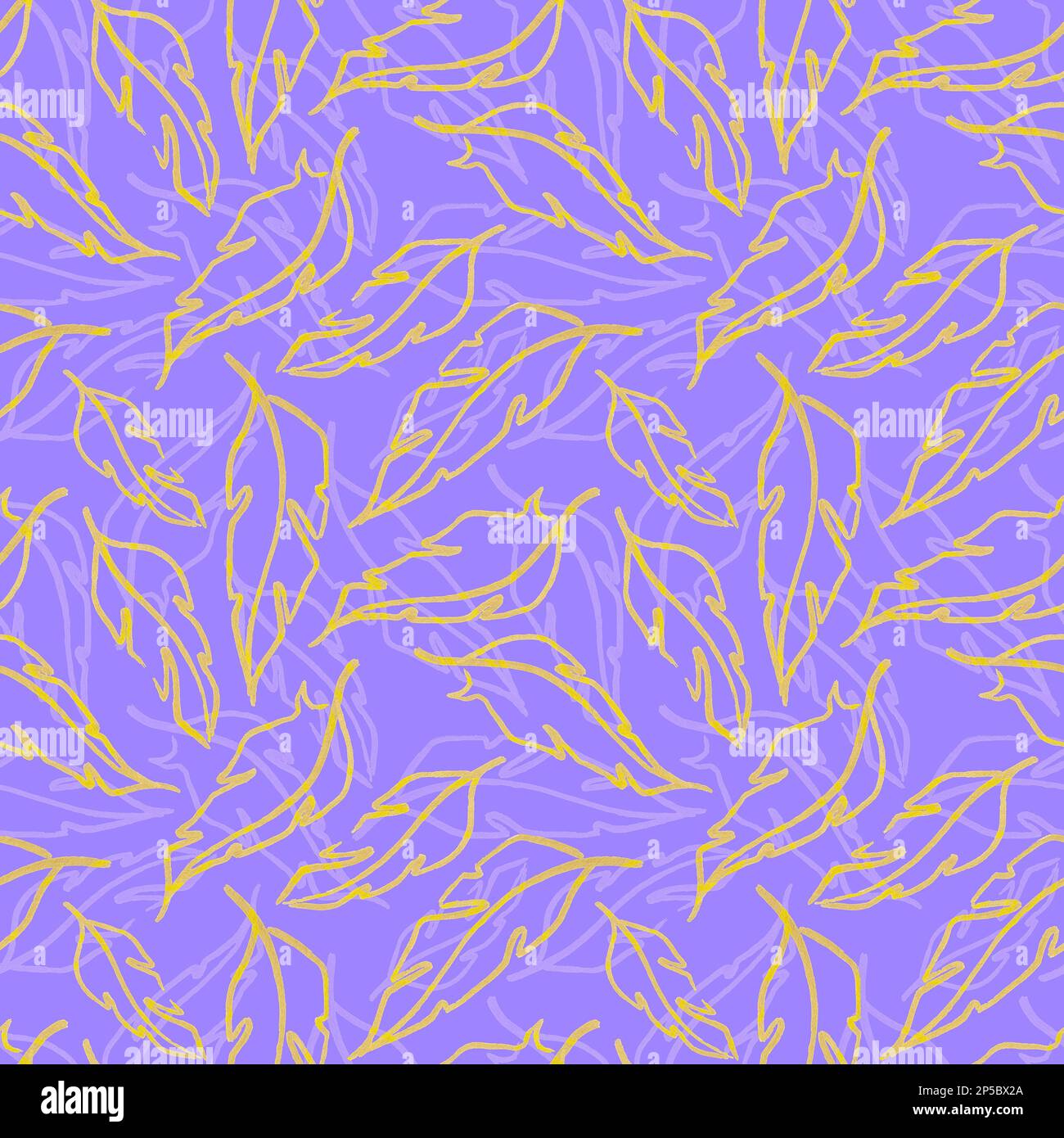 Pattern Yellow Violet Golden yellow violet feather leaf symbol seamless pattern texture ...