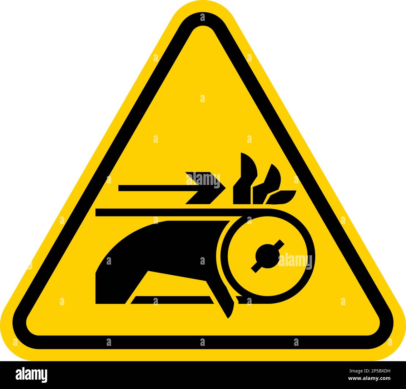 Hand Entanglement With Belt Drive Label Sign On White Background Stock