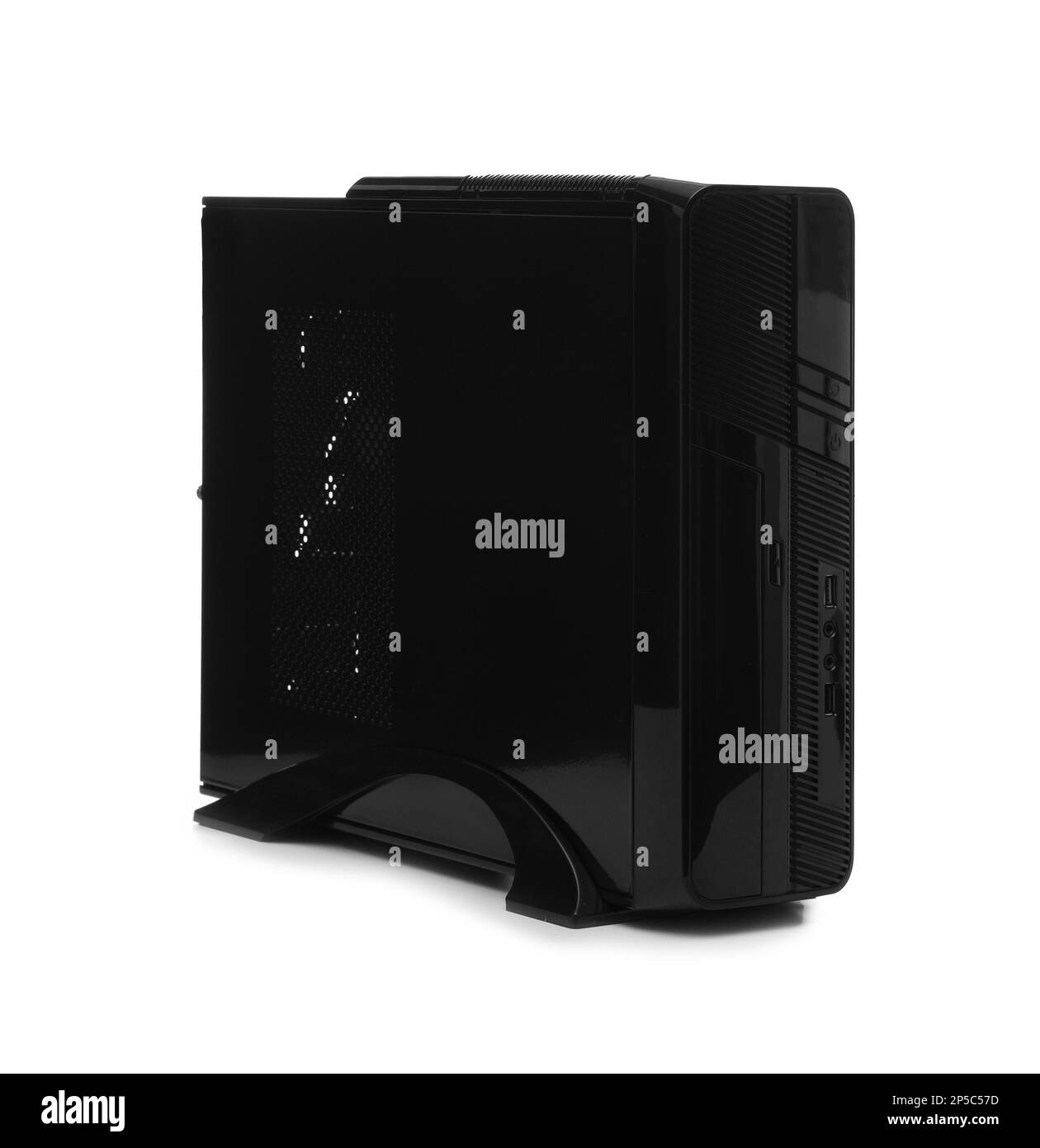 Modern black computer system unit isolated on white Stock Photo - Alamy