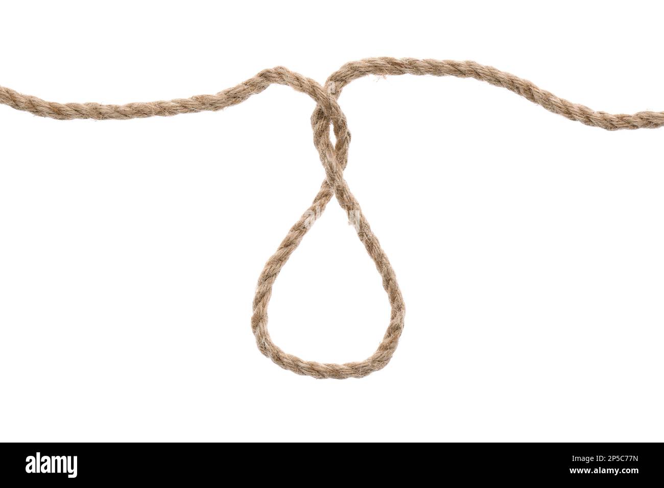 Hemp rope with loop on white background Stock Photo - Alamy