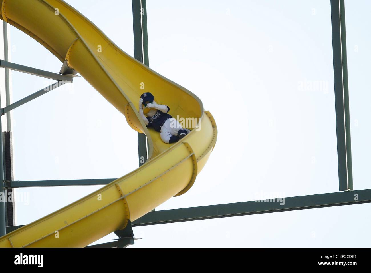 Milwaukee Brewers mascot Bernie Brewer's slide is seen before a