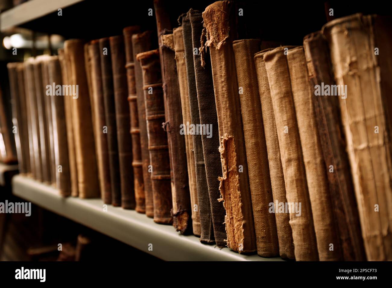Old books on shelf in library, closeup Stock Photo Alamy