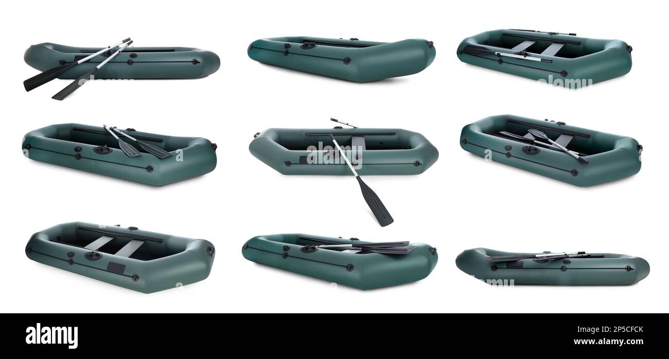 Inflatable boat for fishing on white background. Vector