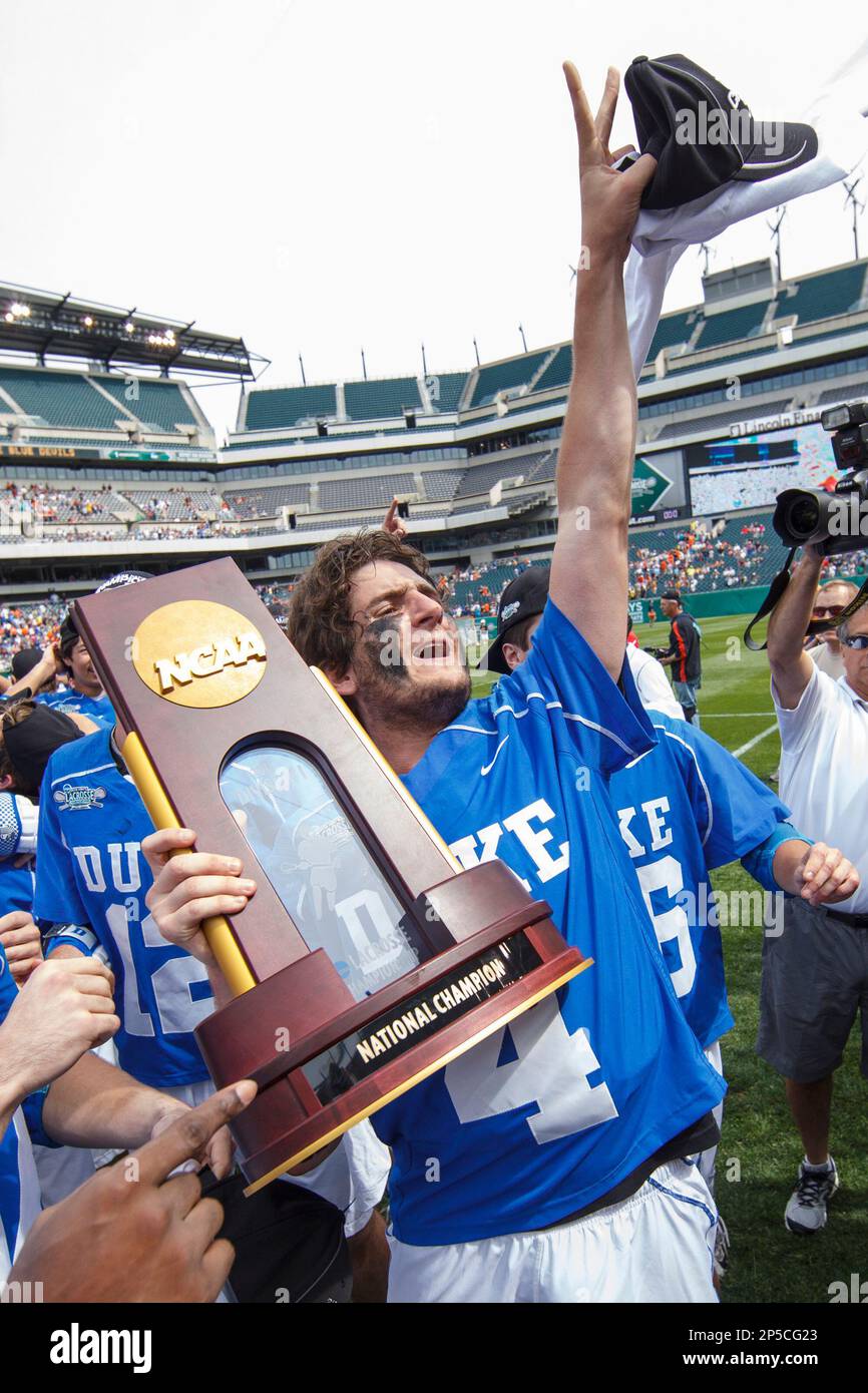 May 27, 2013 Duke Blue Devils goalie Dan Wigrizer (4) celebrates with