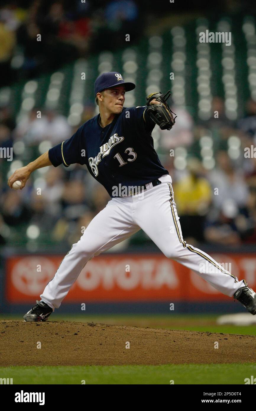 MILWAUKEE, WI - MAY 20: Zack Greinke #13 of the Milwaukee Brewers pitches  against the Colorado Rockies at Miller Park on May 20, 2011 in Milwaukee,  Wisconsin. The Brewers defeated the Rockies