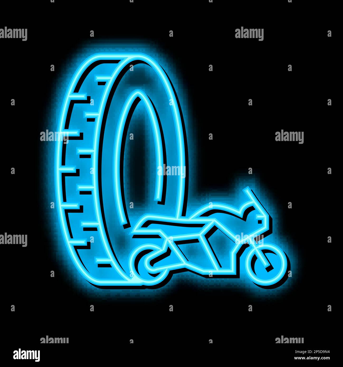 motorcycle tires neon glow icon illustration Stock Vector