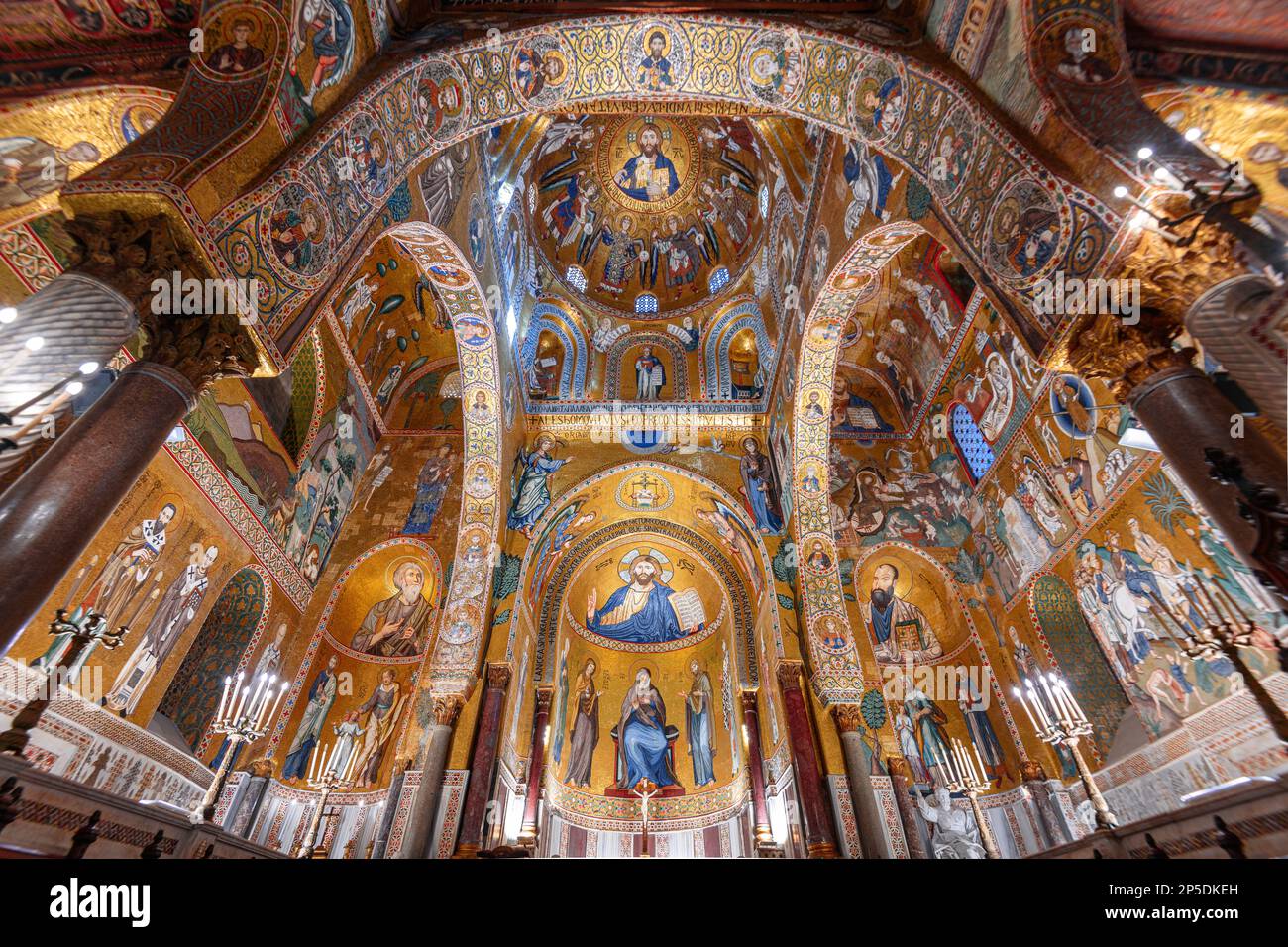 PALERMO, ITALY - NOVEMBER 9, 2022: The Cappella Palatina mosaics. The chapel dates to the 12th century. Stock Photo