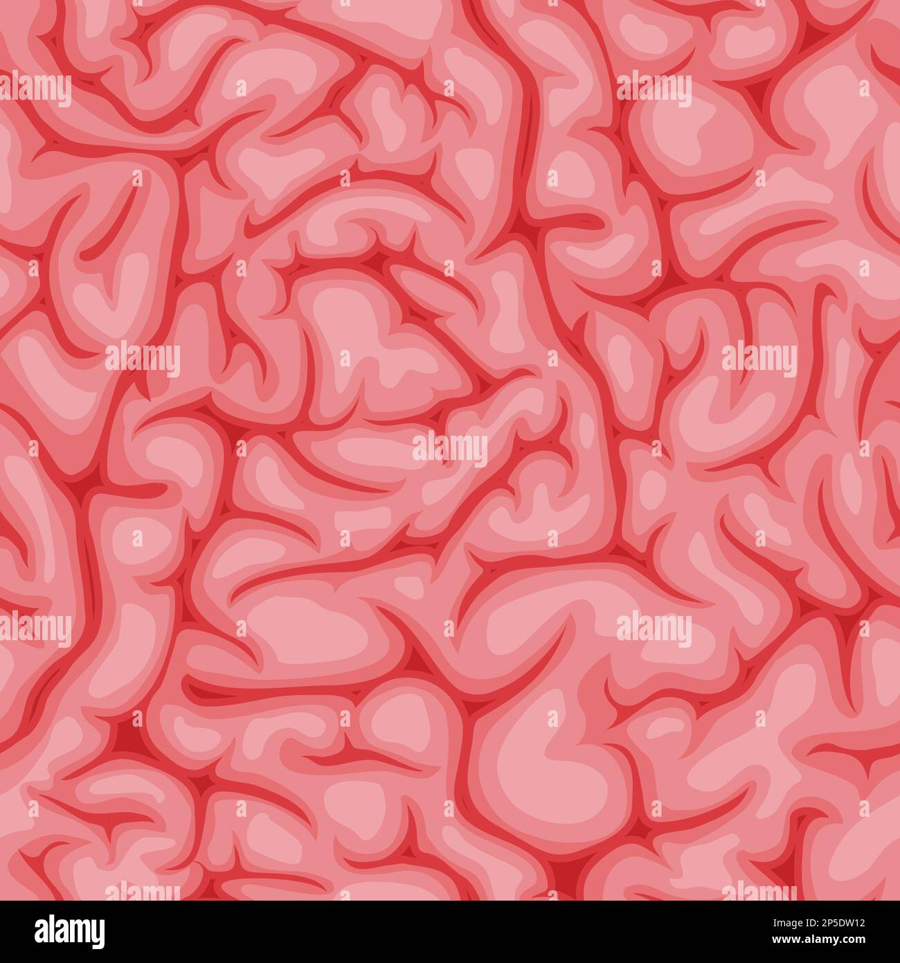 Brain seamless pattern with pink tissue texture. Vector background