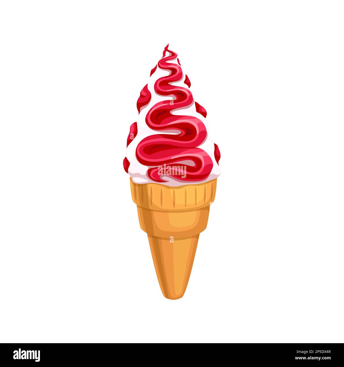 Cartoon ice cream cone vector summer dessert food. Soft serve ice cream