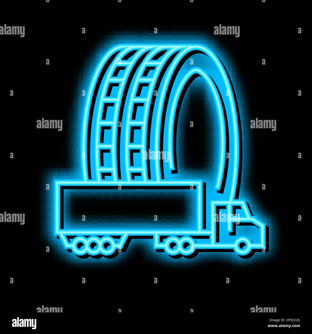 commercial truck tires neon glow icon illustration Stock Vector