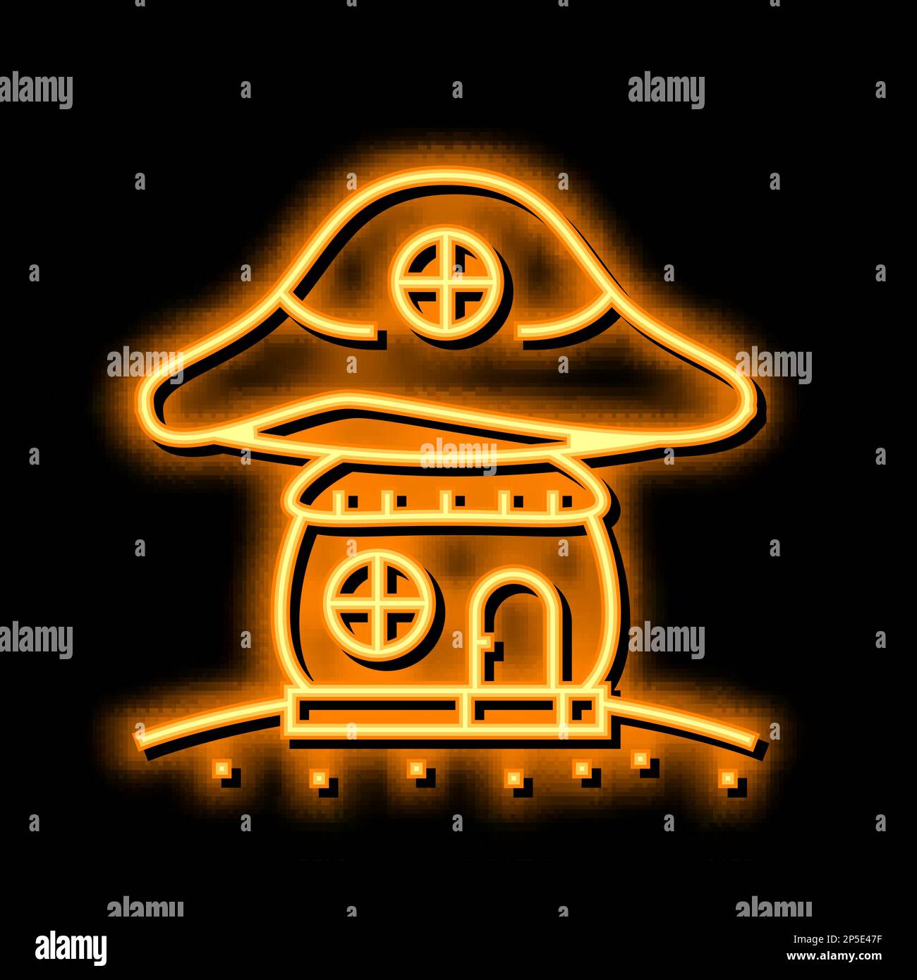 mushroom house neon glow icon illustration Stock Vector