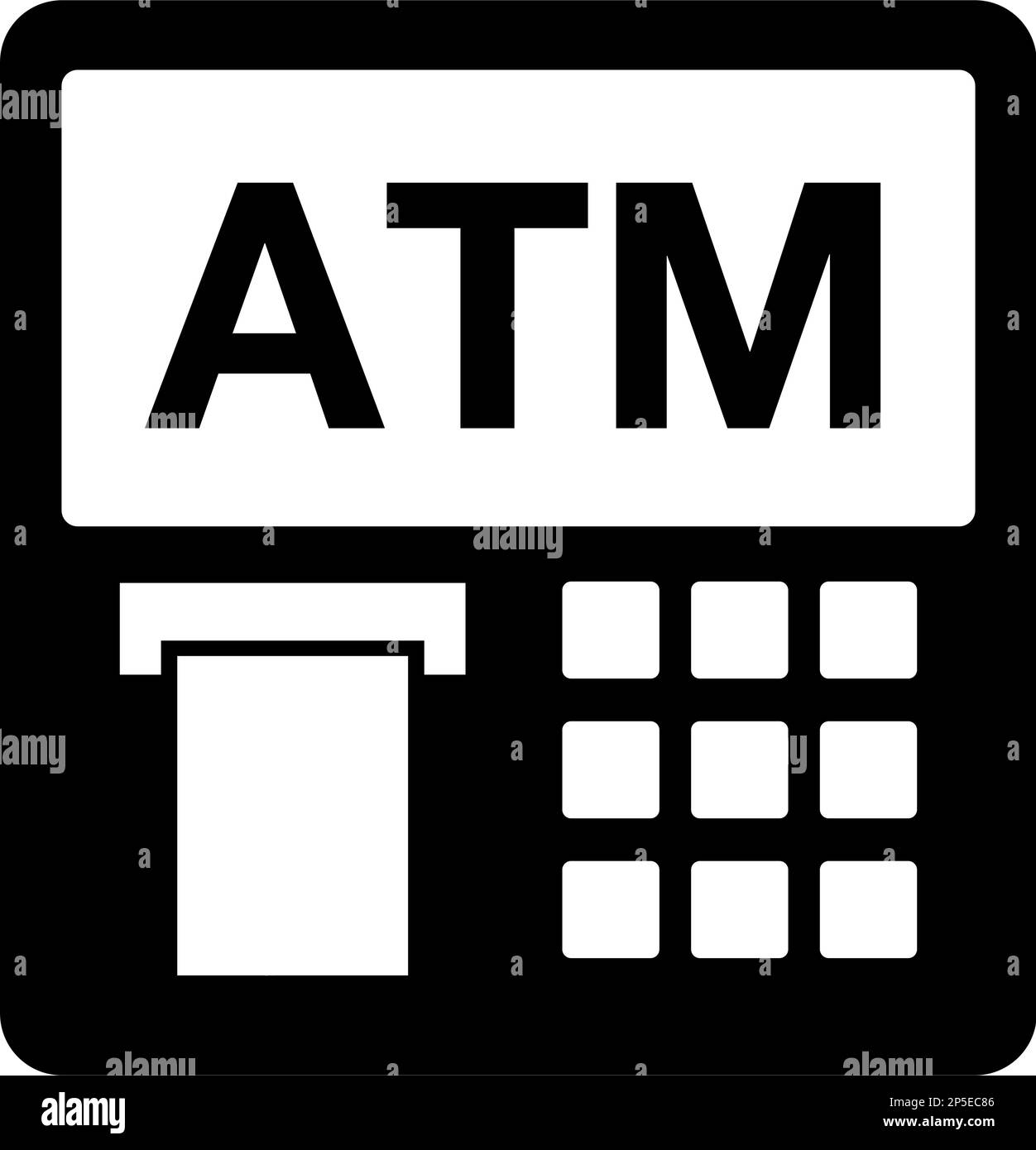 Bank ATM silhouette icon. Withdrawal of money. Editable vector. Stock Vector