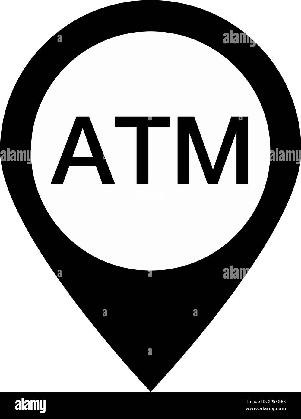 ATM map pin silhouette icon. Editable vector. Stock Vector