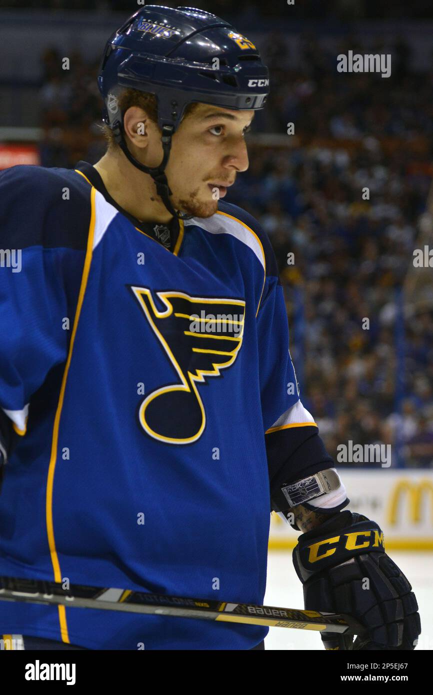 St. Louis Blues right wing Chris Stewart (25) sits on the bench