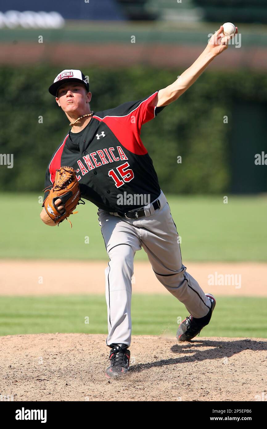 Jake Eliopoulos (15) of the Baseball Factory team during the Under