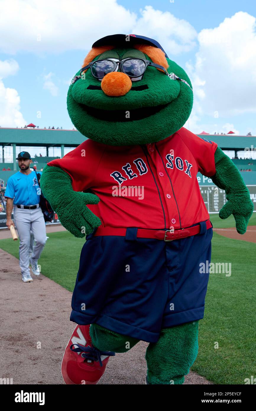Boston Red Sox mascot Wally the Green Monster before a spring training  baseball game against the Miami Marlins on March 5, 2023 at JetBlue Park in  Fort Myers, Florida. (Mike Janes/Four Seam