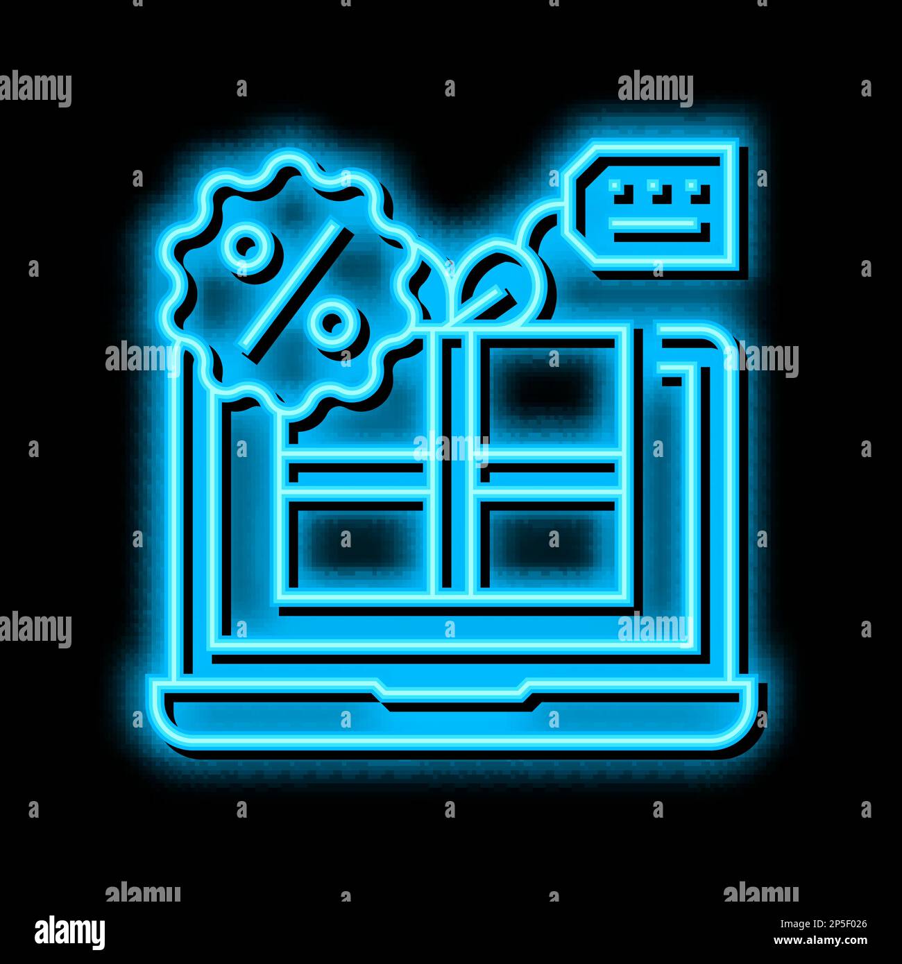 online discount neon glow icon illustration Stock Vector