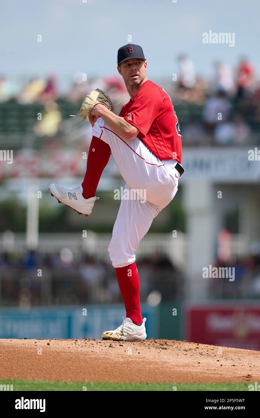 Boston Red Sox pitcher Corey Kluber (28) during a spring training baseball  game against the Miami Marlins on March 5, 2023 at JetBlue Park in Fort  Myers, Florida. (Mike Janes/Four Seam Images