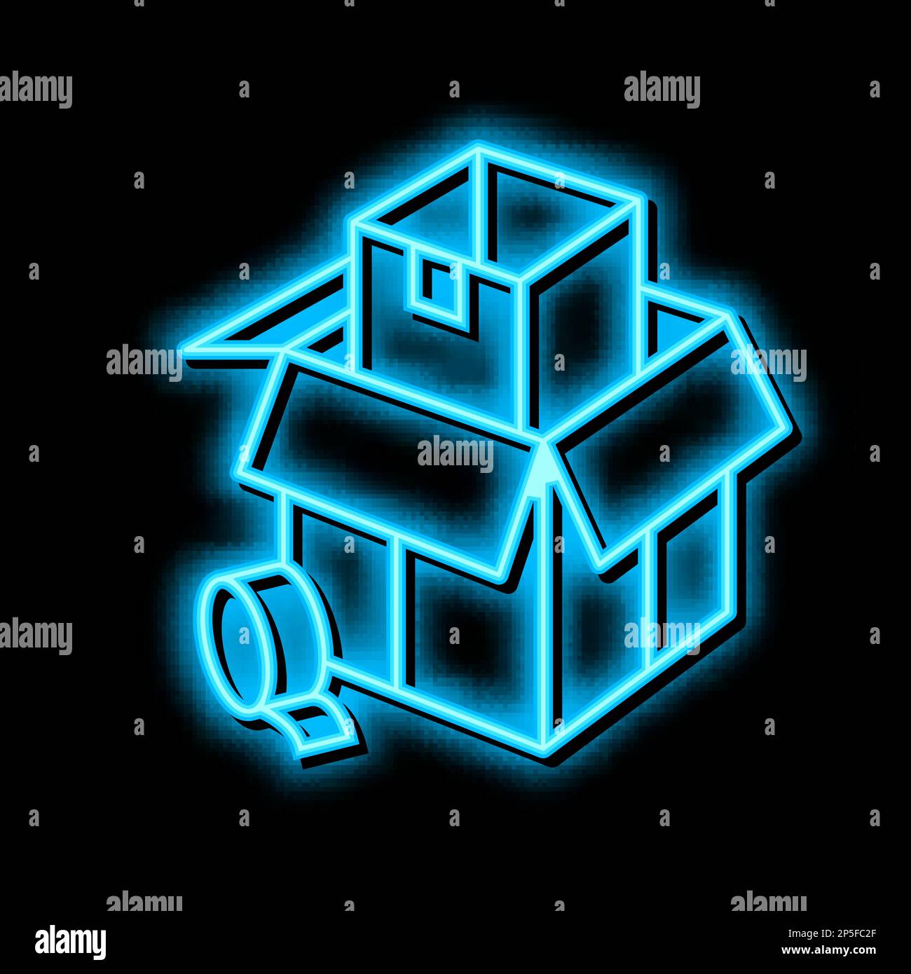 packaging and wrapping parcel neon glow icon illustration Stock Vector ...