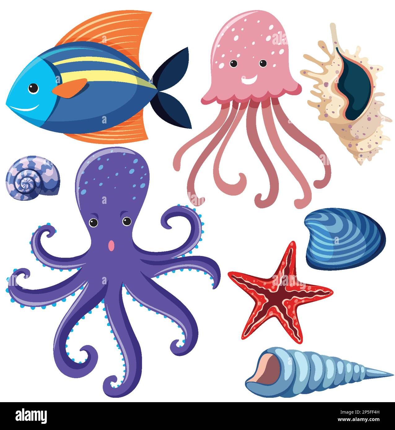 Set of simple sea underwater creature illustration Stock Vector Image & Art Alamy