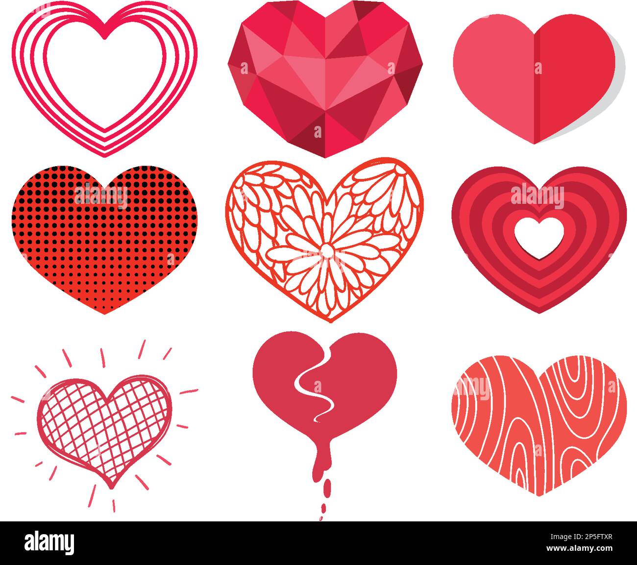 Set of red heart illustration Stock Vector Image & Art - Alamy