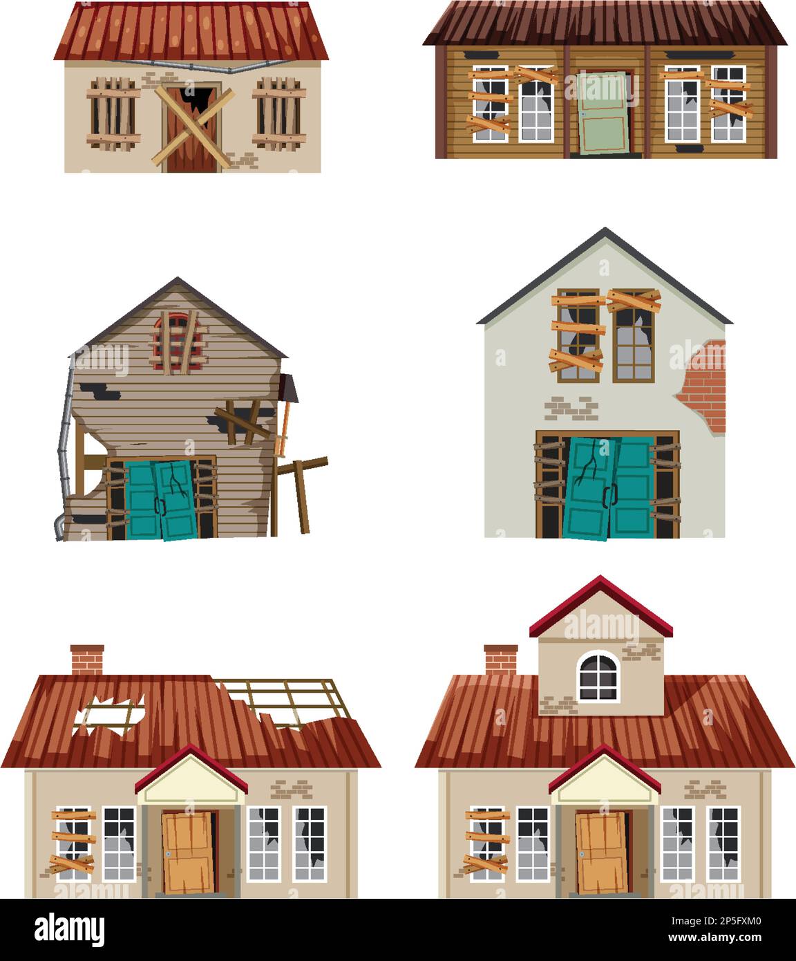 Set of old abandoned house illustration Stock Vector Image & Art - Alamy
