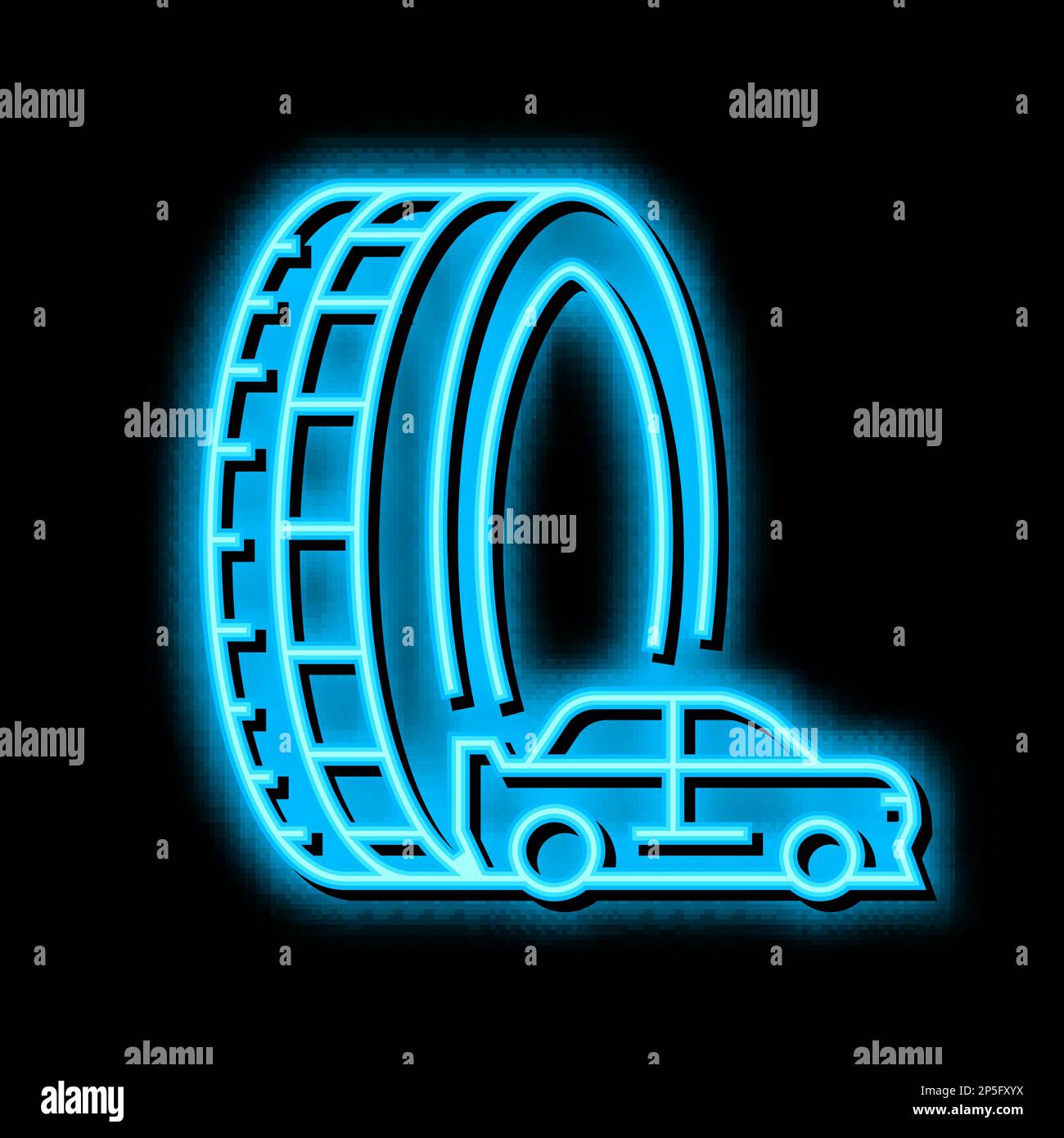 racing tires neon glow icon illustration Stock Vector