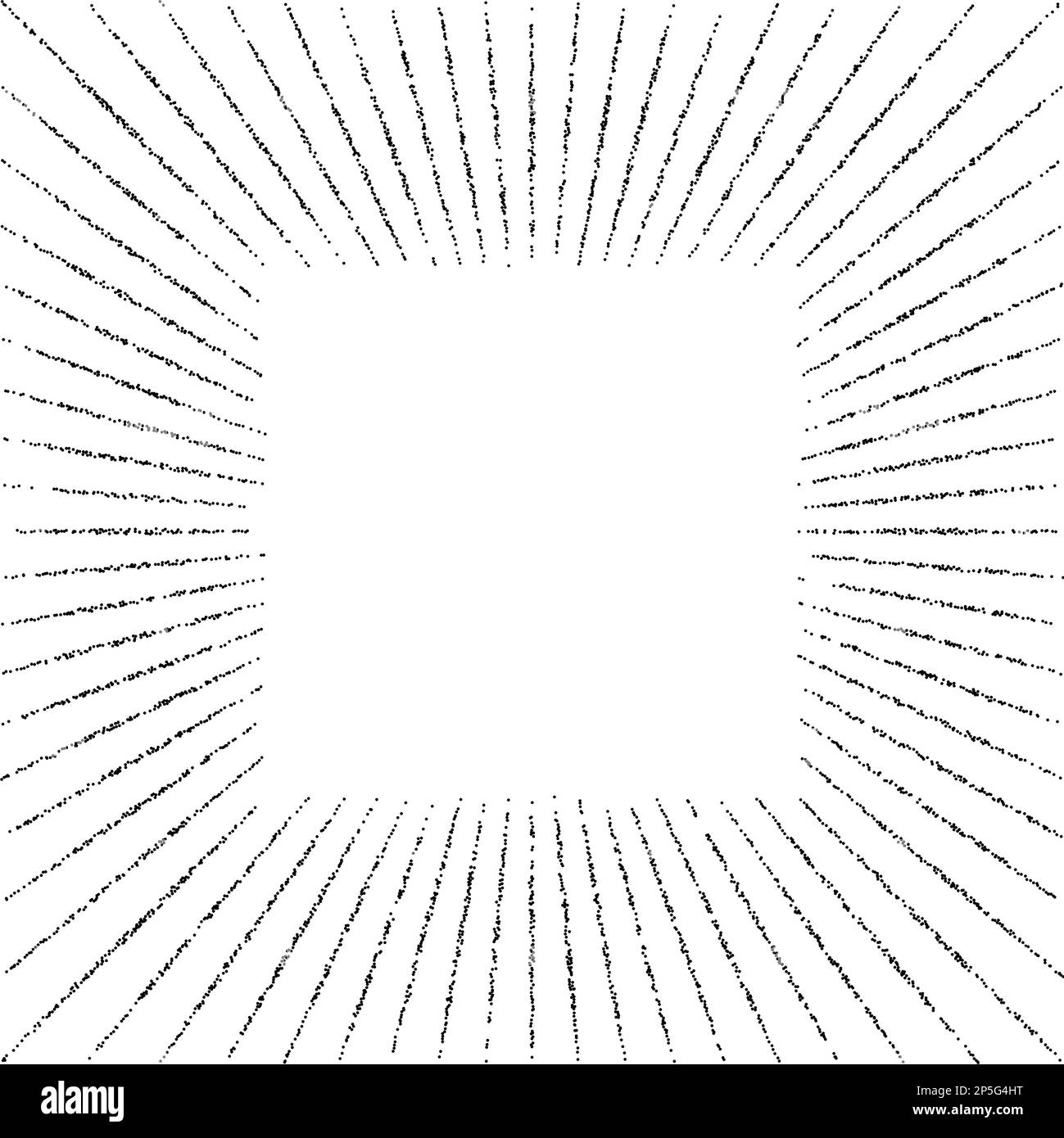 Stippled Pattern Frame Retro sunburst dotted frame. Black and white sunlight rays square ...