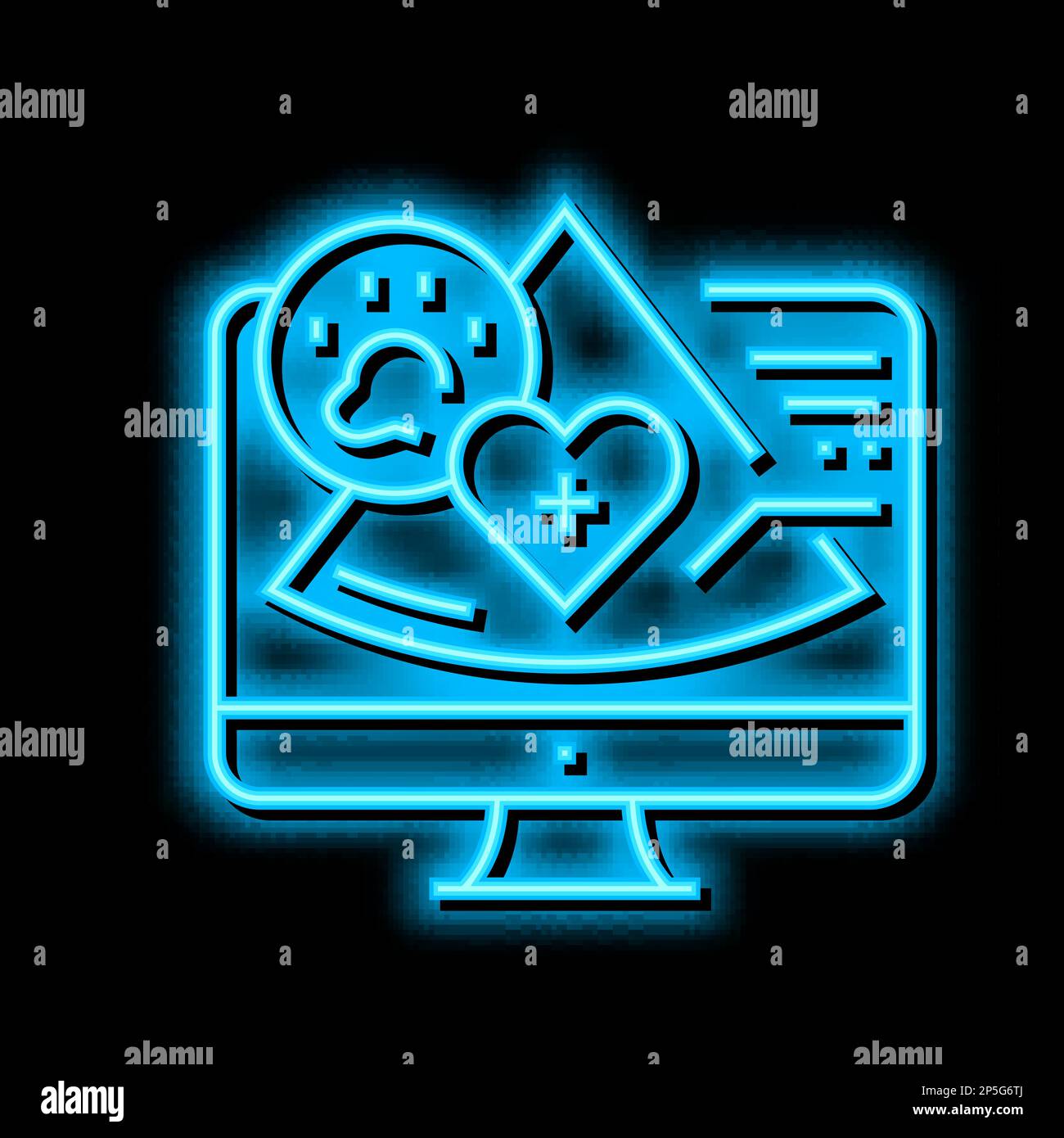 echocardiogram examining medical equipment neon glow icon illustration ...