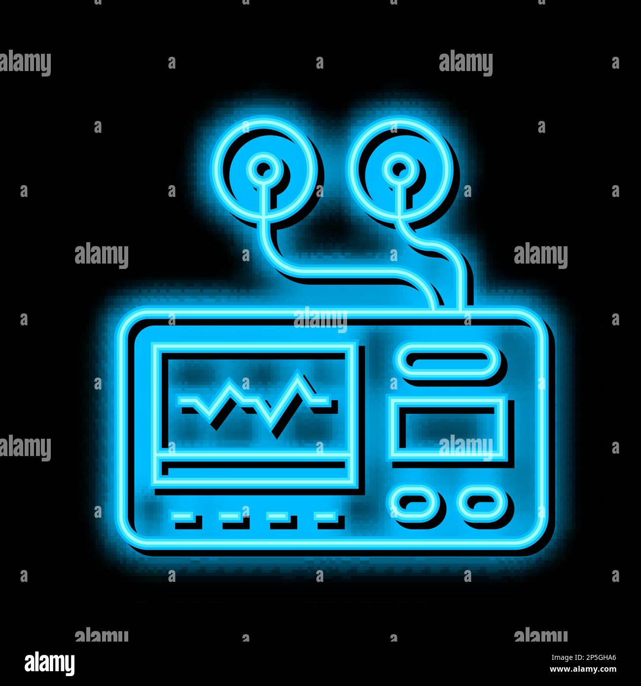 portable electrocardiogram neon glow icon illustration Stock Vector