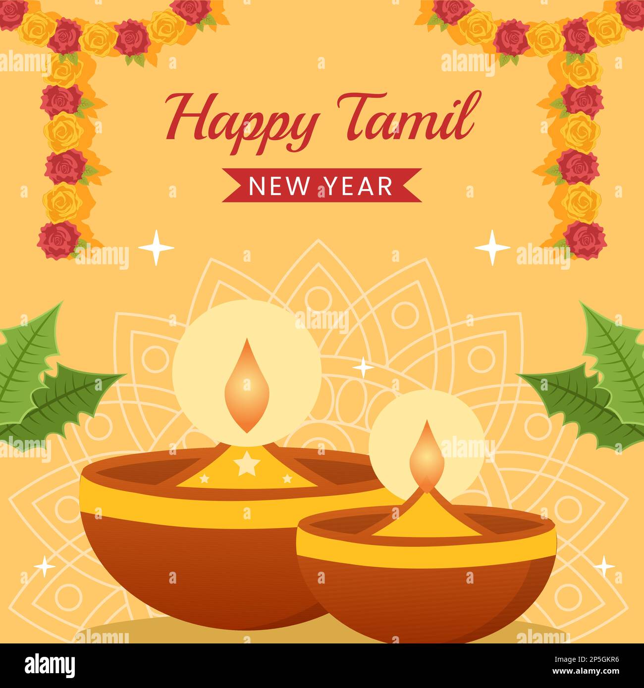 Happy Tamil New Year Social Media Background Illustration Cartoon Hand