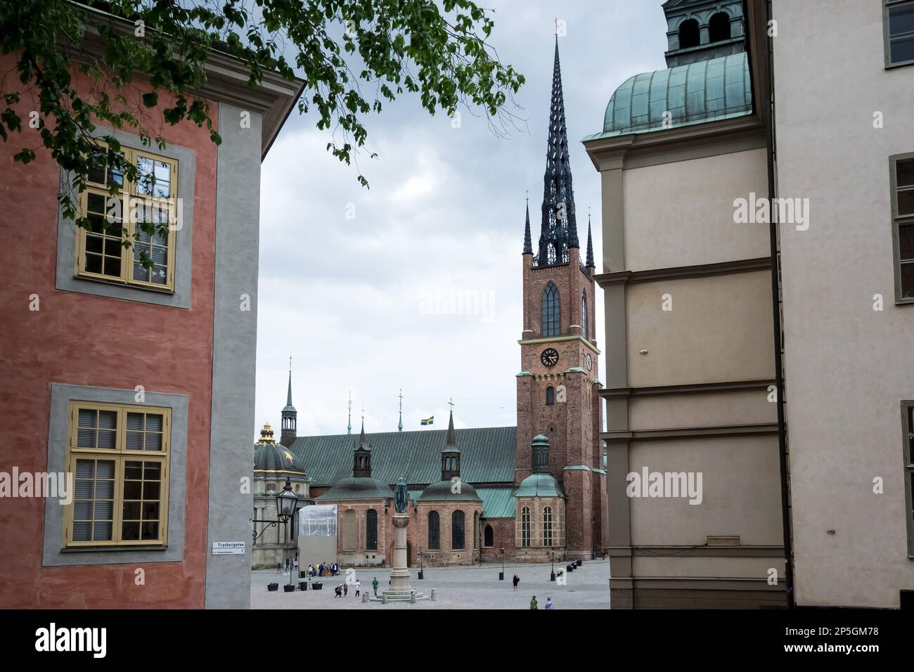 View of Riddarholmen Church, final resting place of most Swedish monarchs, located in Gamla Stan, medieval city center of Stockholm Stock Photo