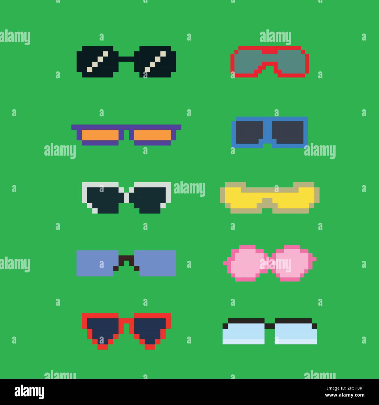 Pixelart eyeglass frame or sunglasses with pixelated glasses. Pixel art